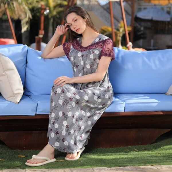 ⁦جلابية فيسكوز رمادي⁩ - الصورة ⁦2⁩